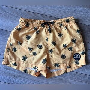 Zara Yellow Swim Shorts with Black Palm Print